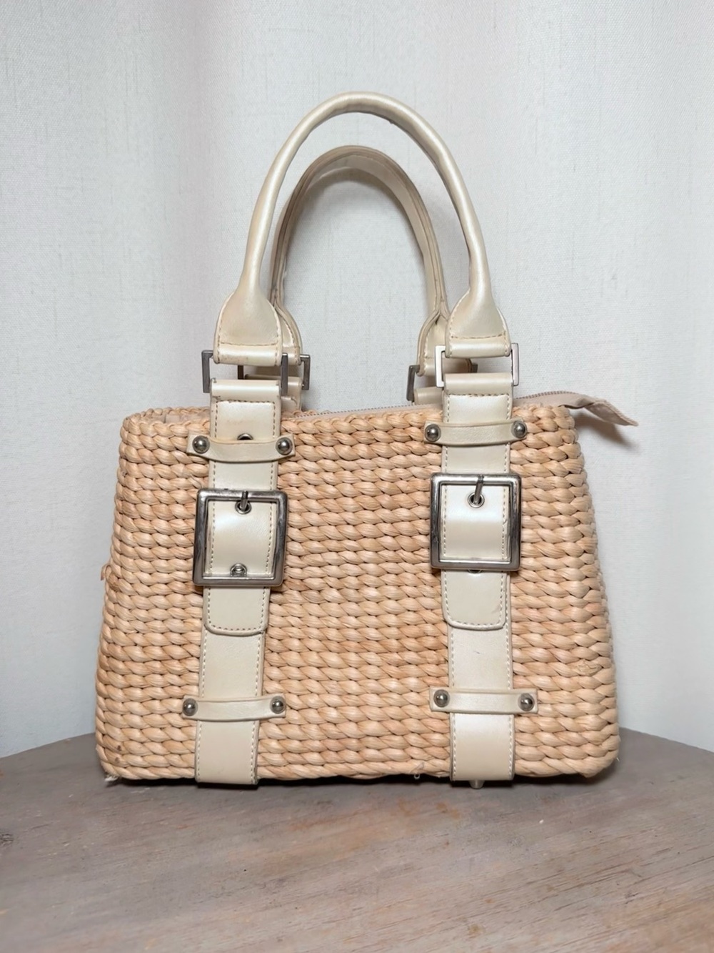 Vintage Cappelli Woven Straw Buckle Handbag